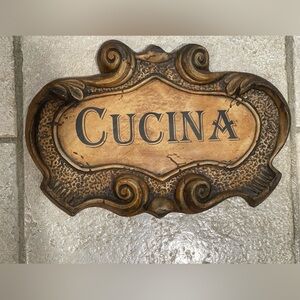 Decorative 'Cucina' Wall Plaque - Rustic Brown Kitchen Sign